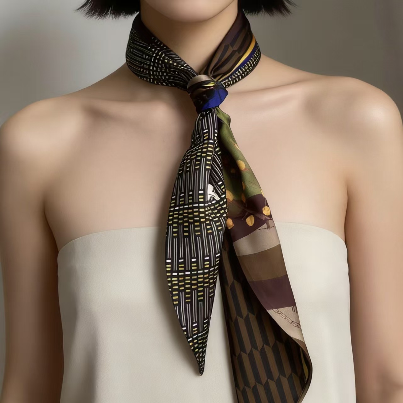 Luxury Print Long Hair Ribbon  - Ascot Neck Scarf reseña y precio