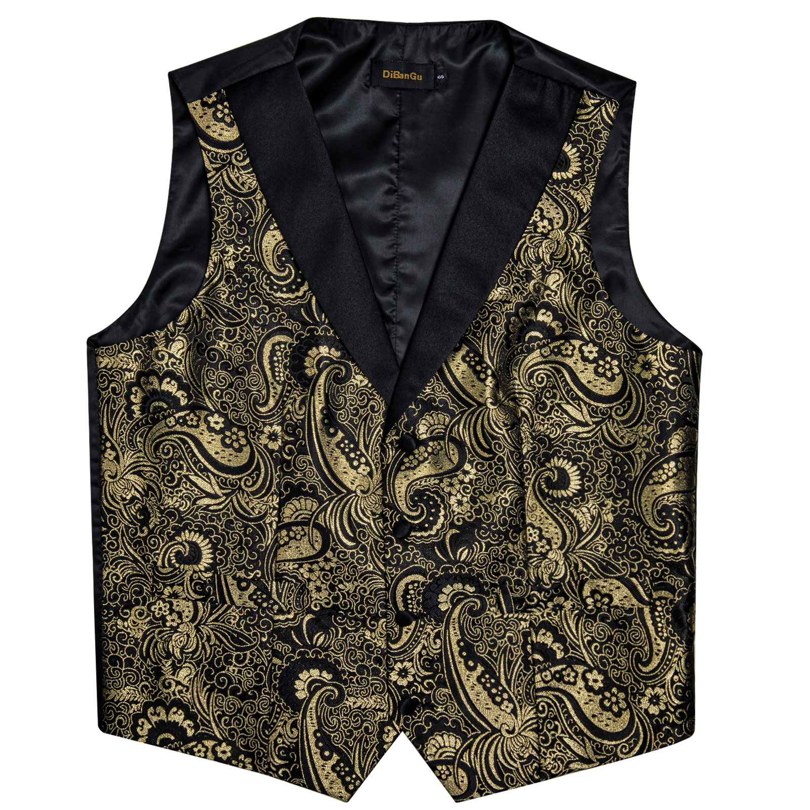Black Gold Paisly Vest Suit Se - Pocket Square Set reseña y precio