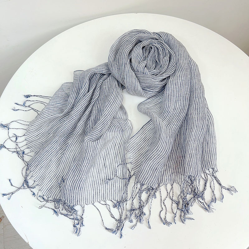 Retro Stripe 100% Linen scarf  - Ascot Neck Scarf reseña y precio