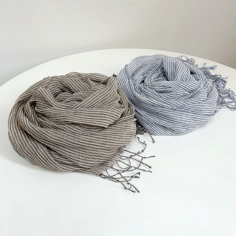 Retro Stripe 100% Linen scarf  - Ascot Neck Scarf reseña y precio