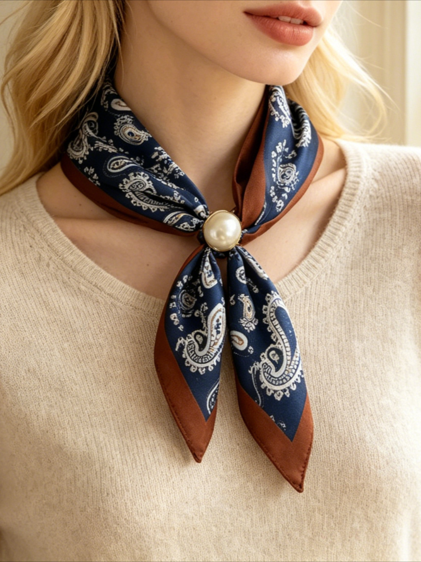1 Women's Vintage Printed Sati - Ascot Neck Scarf reseña y precio