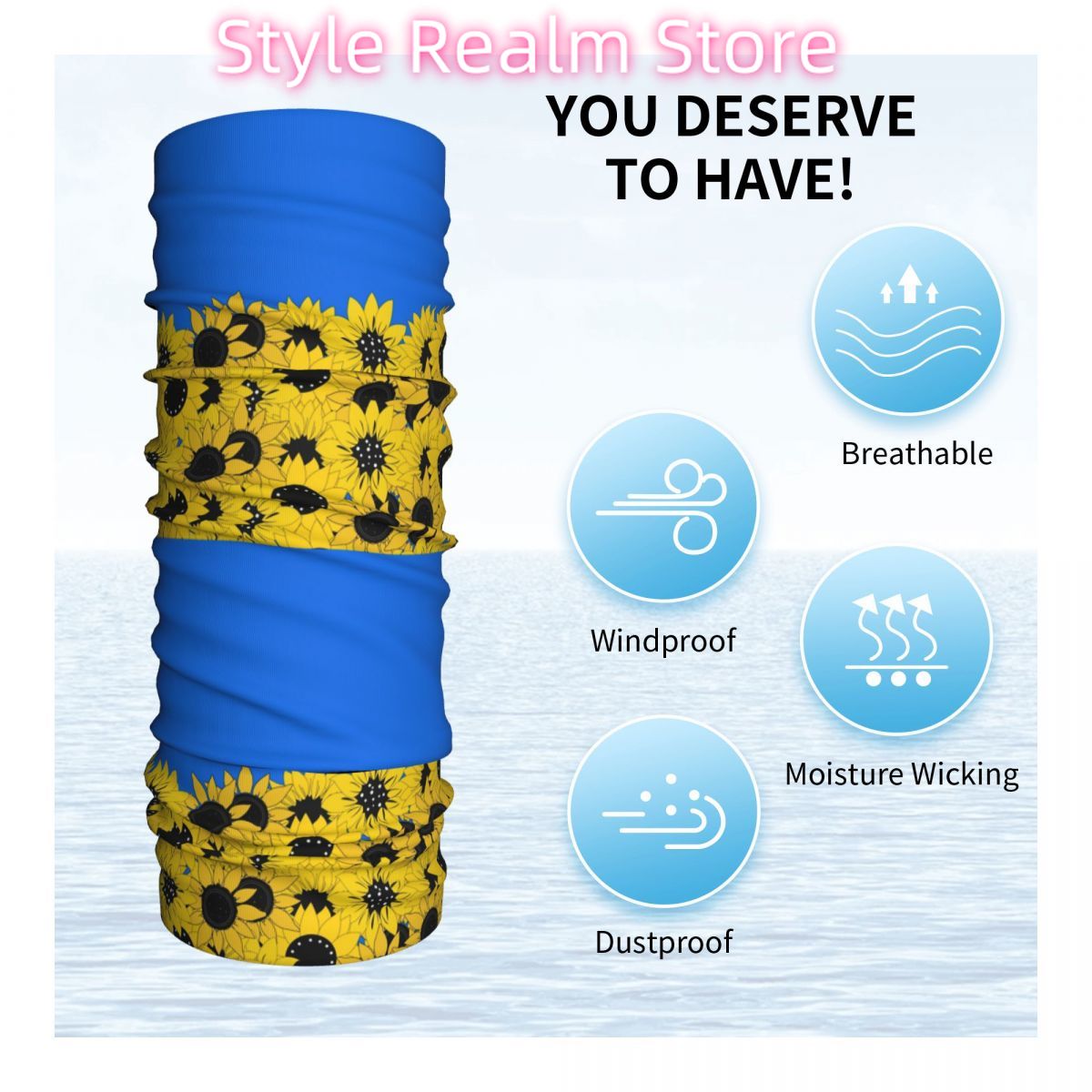 Blue Sunflower Printed Winter  - Neck Warmer Tube reseña y precio