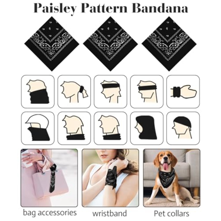 3/6/ Pack Bandanas for Women M - Handkerchief Cotton Men reseña y precio