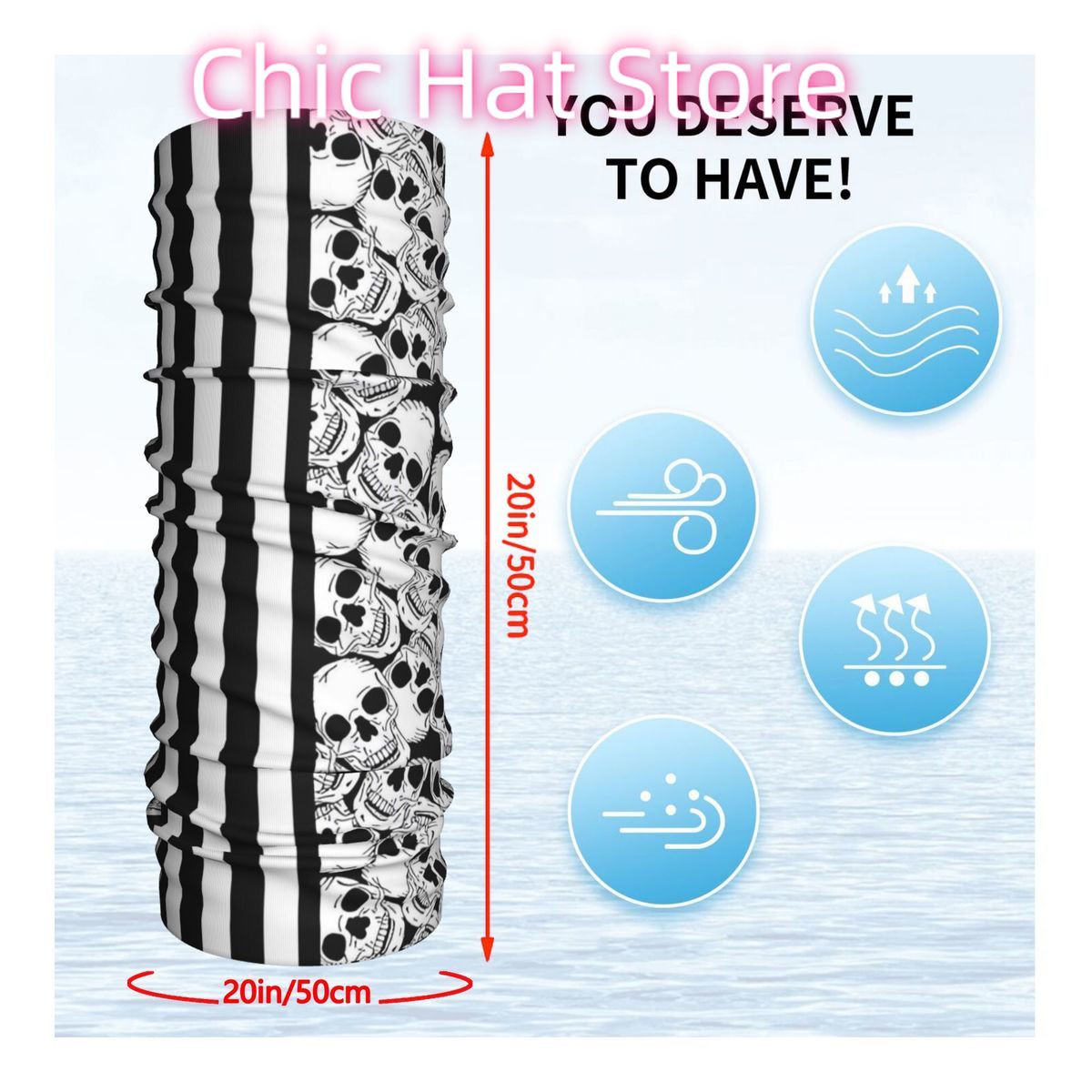 Black And White Skulls And Str - Neck Warmer Tube reseña y precio