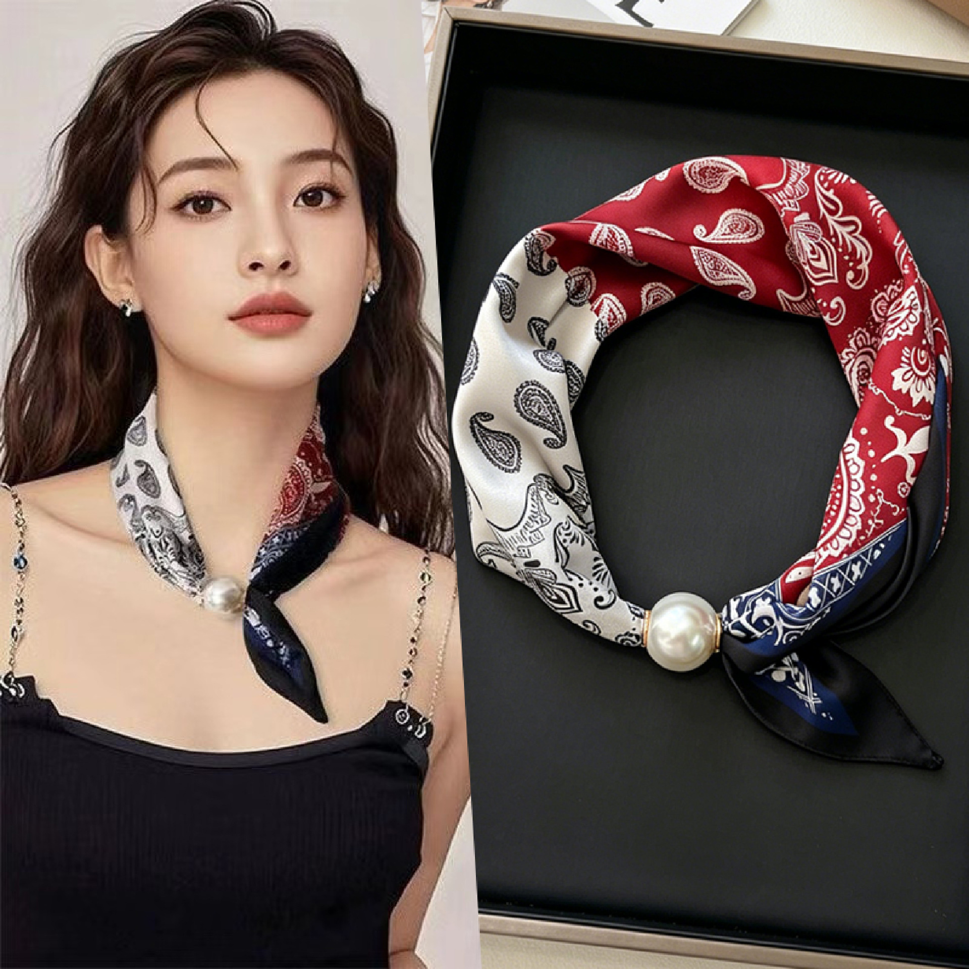 New Paisley Prints Pearl Tail  - Ascot Neck Scarf reseña y precio
