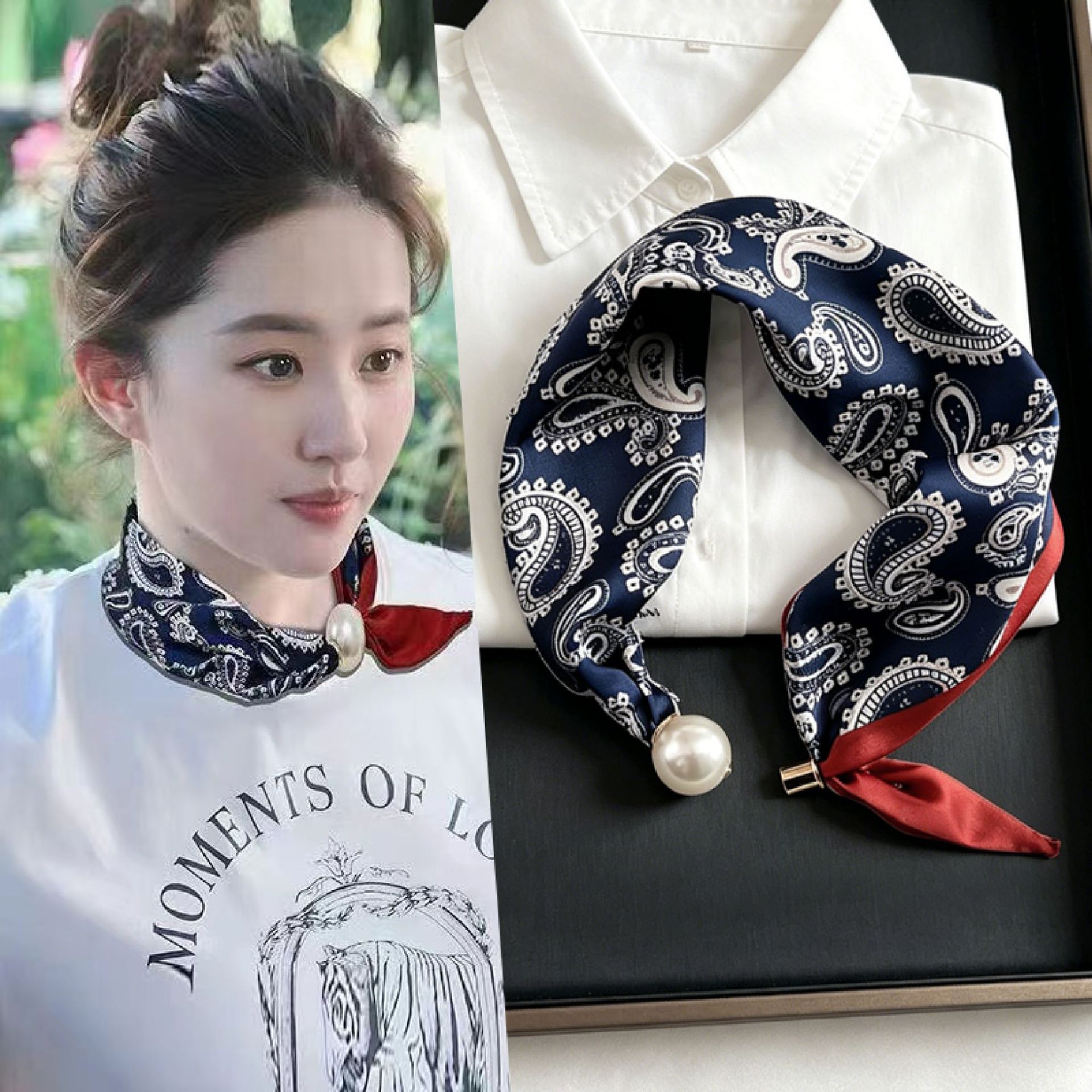 New Paisley Prints Pearl Tail  - Ascot Neck Scarf reseña y precio