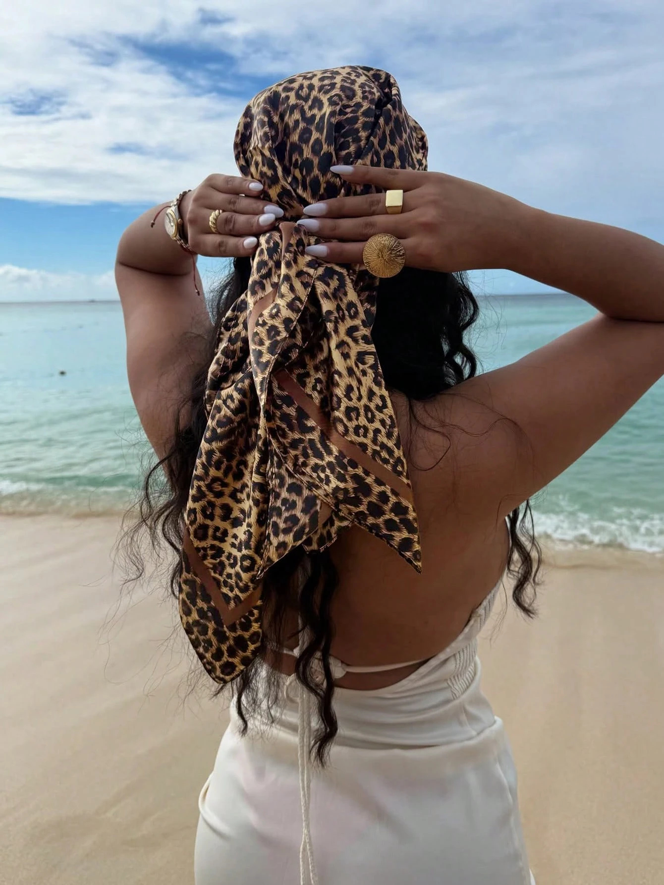 90cm Leopard Print Neckerchief - Face Scarf Mask reseña y precio
