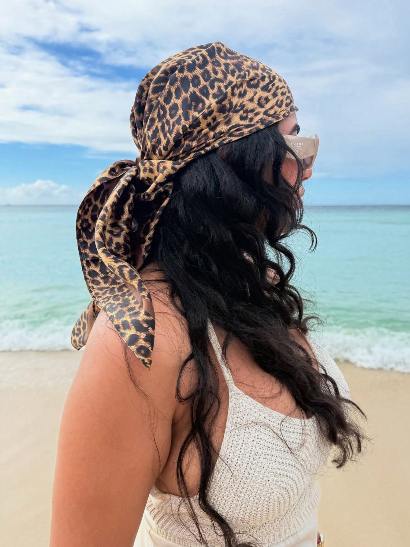 90cm Leopard Print Neckerchief - Face Scarf Mask reseña y precio