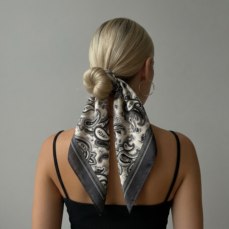Luxury Satin Square Scarf Pais - Ascot Neck Scarf reseña y precio