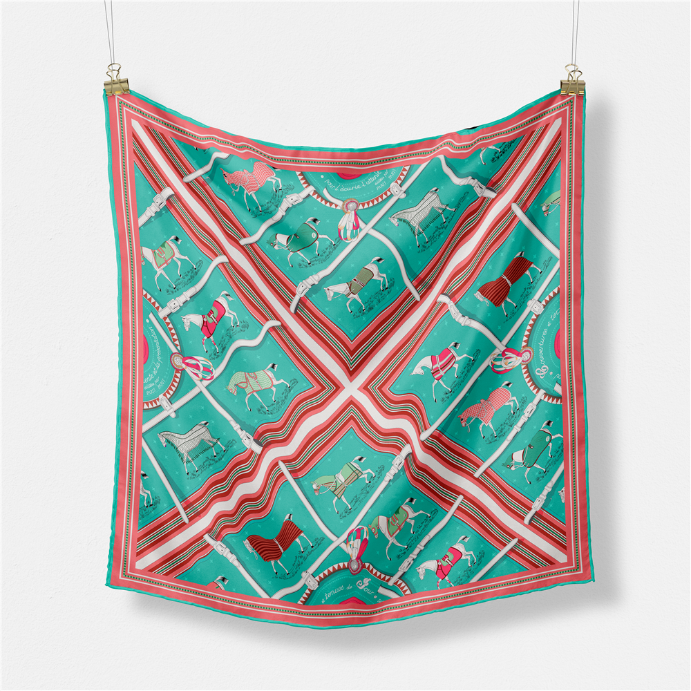 53CM Brand Small Plaid Horse P - Silk Neck Scarf reseña y precio