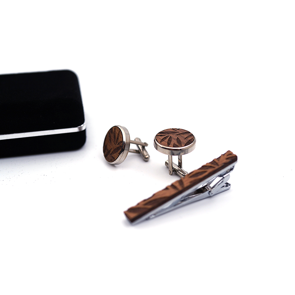 High Quality Wood Cuff links n - Tie Bar Set Gift reseña y precio