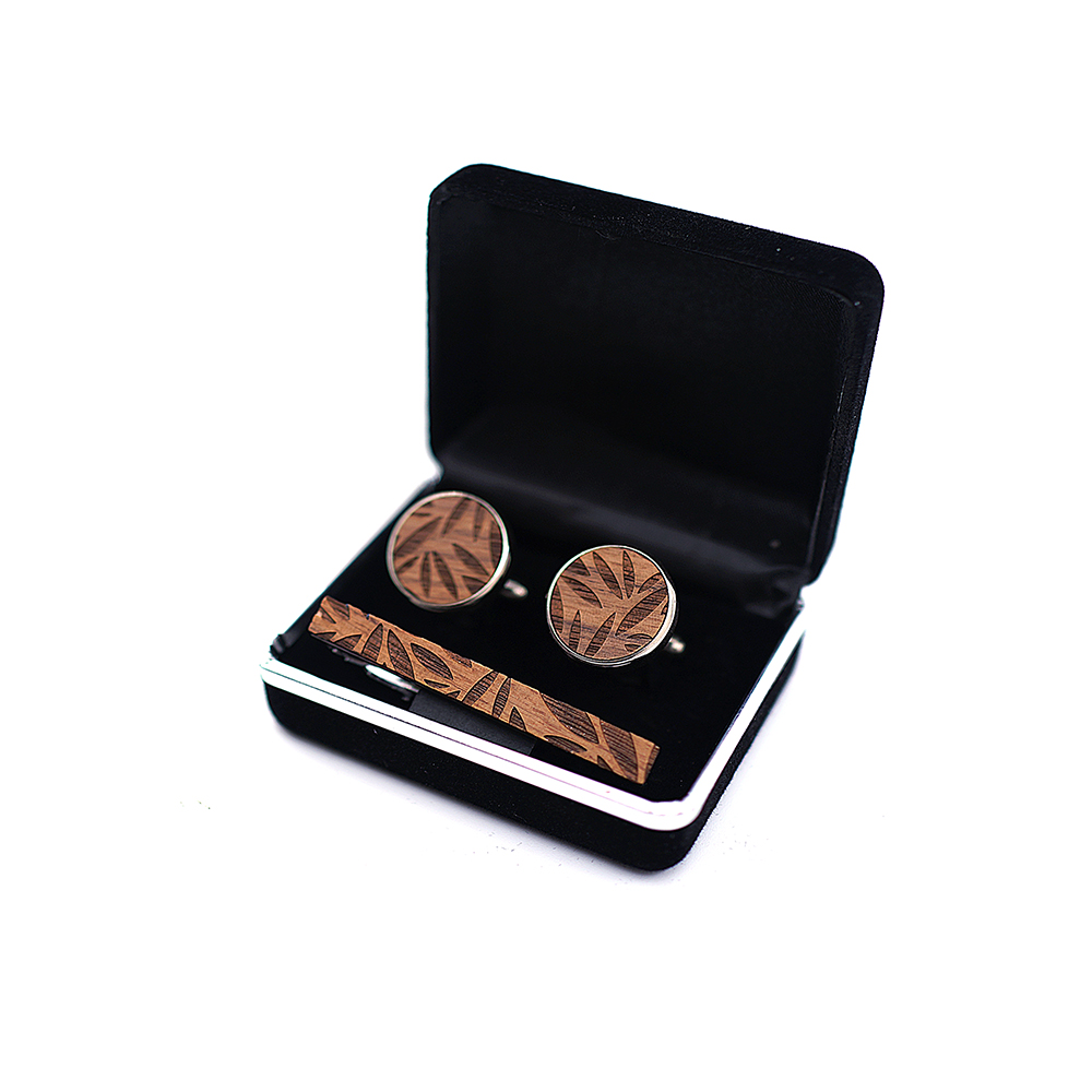 High Quality Wood Cuff links n - Tie Bar Set Gift reseña y precio