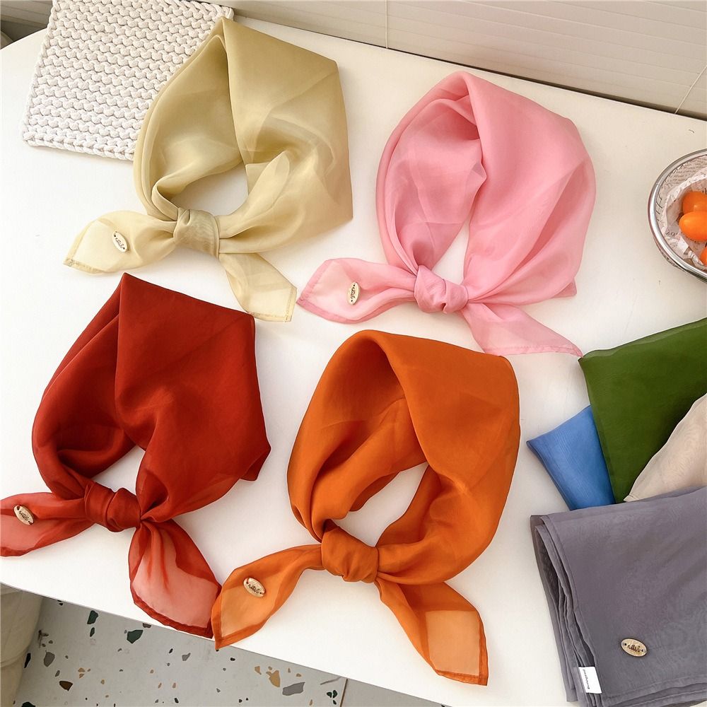 Retro Solid Color Small Square - Scarf Silk Square reseña y precio